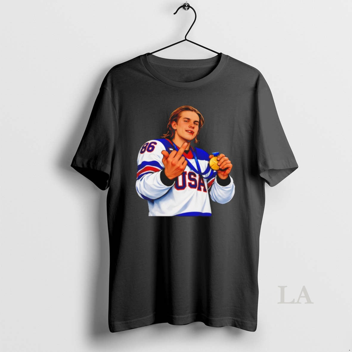 Original Jack Hughes Middle Finger Usa Hockey Olympic 2026 Milano Cortina