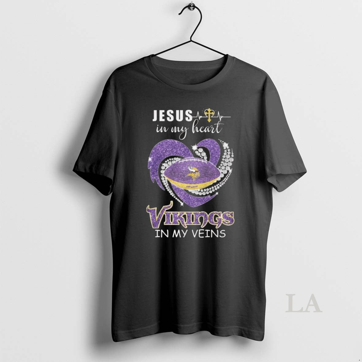 Original Jesus In My Heart Minnesota Vikings In My Veins Diamond Heart 2026