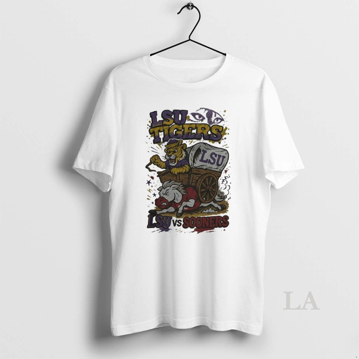 Original Lsu Tigers Crushed Oklahoma Sooners Ncaa Football Artwork Mascot Fight Retro