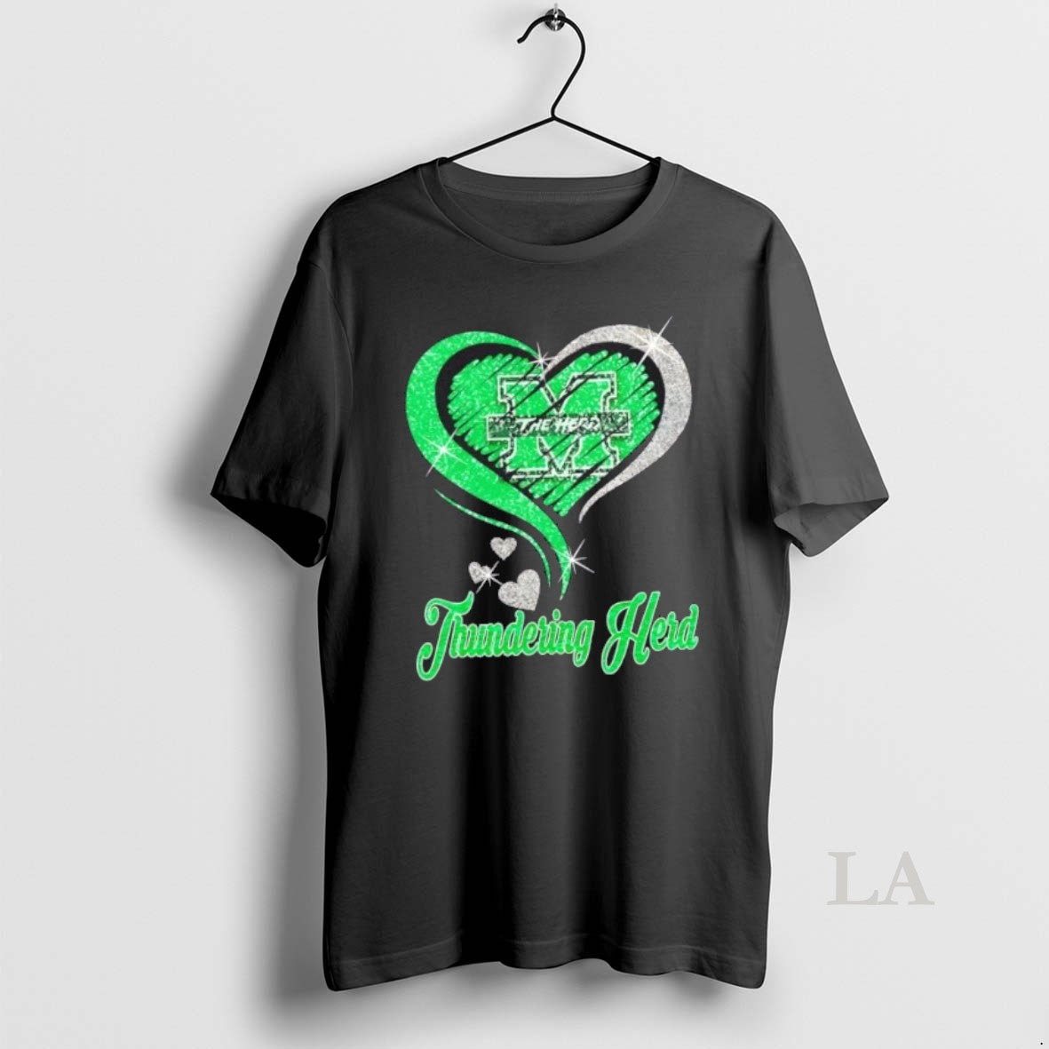 Original Marshall Thundering Herd Football In Glitter Heart Fans