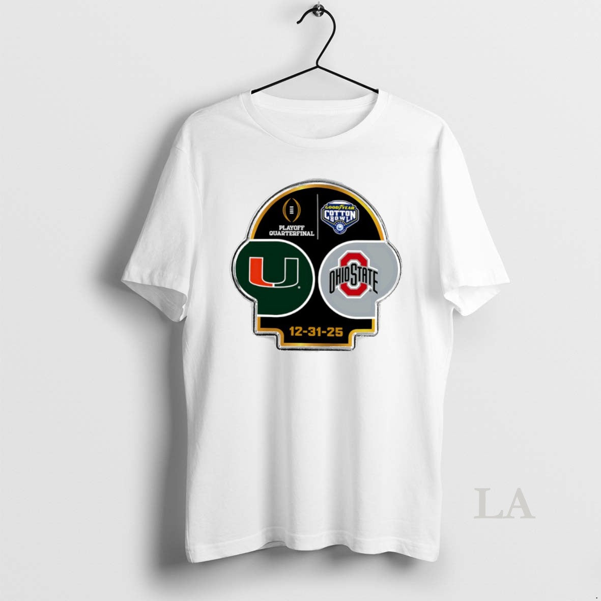 Original Miami Hurricanes Vs Ohio State Buckeyes 2025 Cfp Goodyear Cotton Bowl Logo Circle