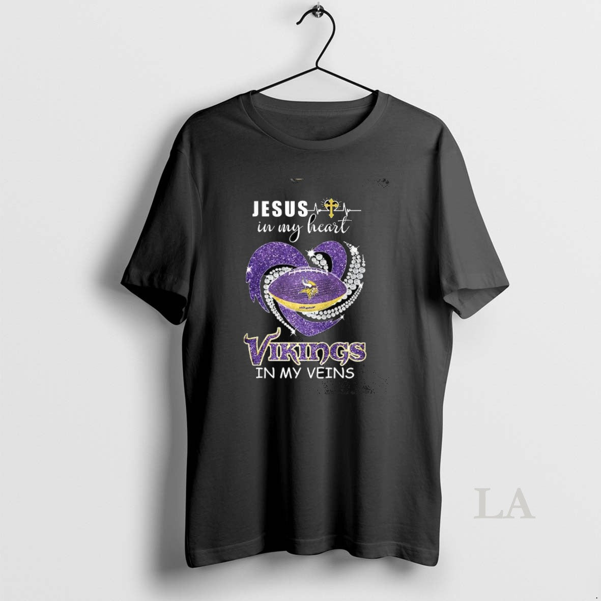Original Minnesota Vikings Jesus In My Heart Vikings In My Veins Diamond Heart Christian