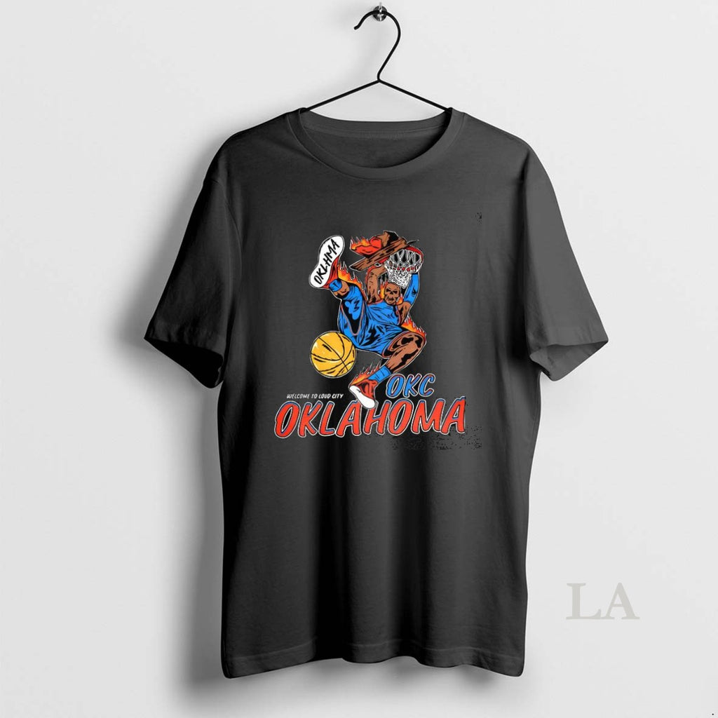 Original Oklahoma City Thunder Nba Welcome To Oklahoma Skeleton Dunk