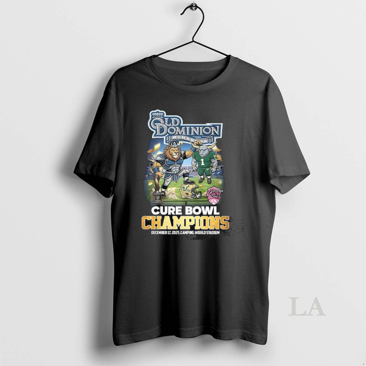 Original Old Dominion Monarchs Beat South Florida Bulls 2025 Cure Bowl Champions Mascot