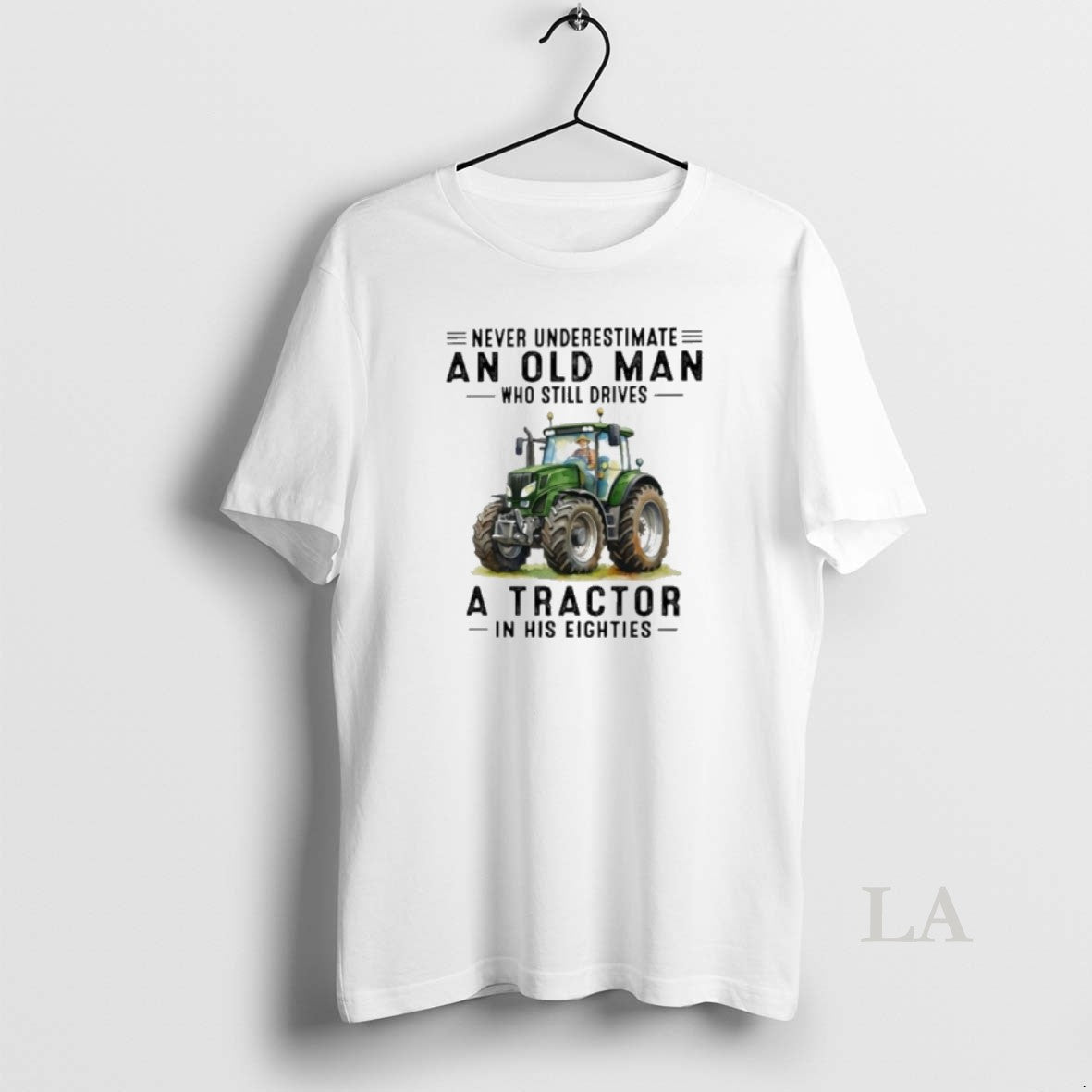 Original Old Man Drives Tractor Eighties