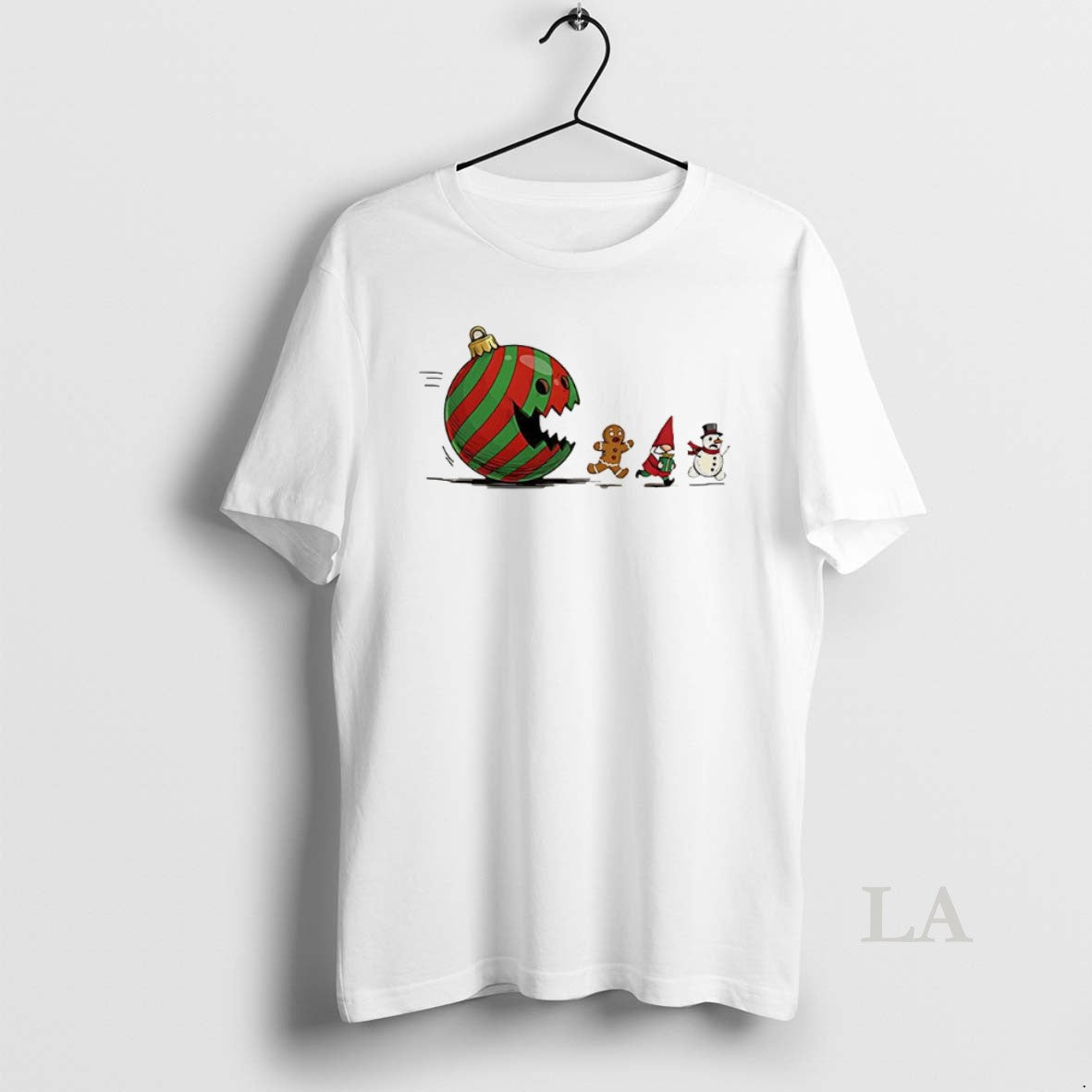 Original Pacman Chasing Gingerbread Man Elves And Snowman Merry Christmas Classic Video Game