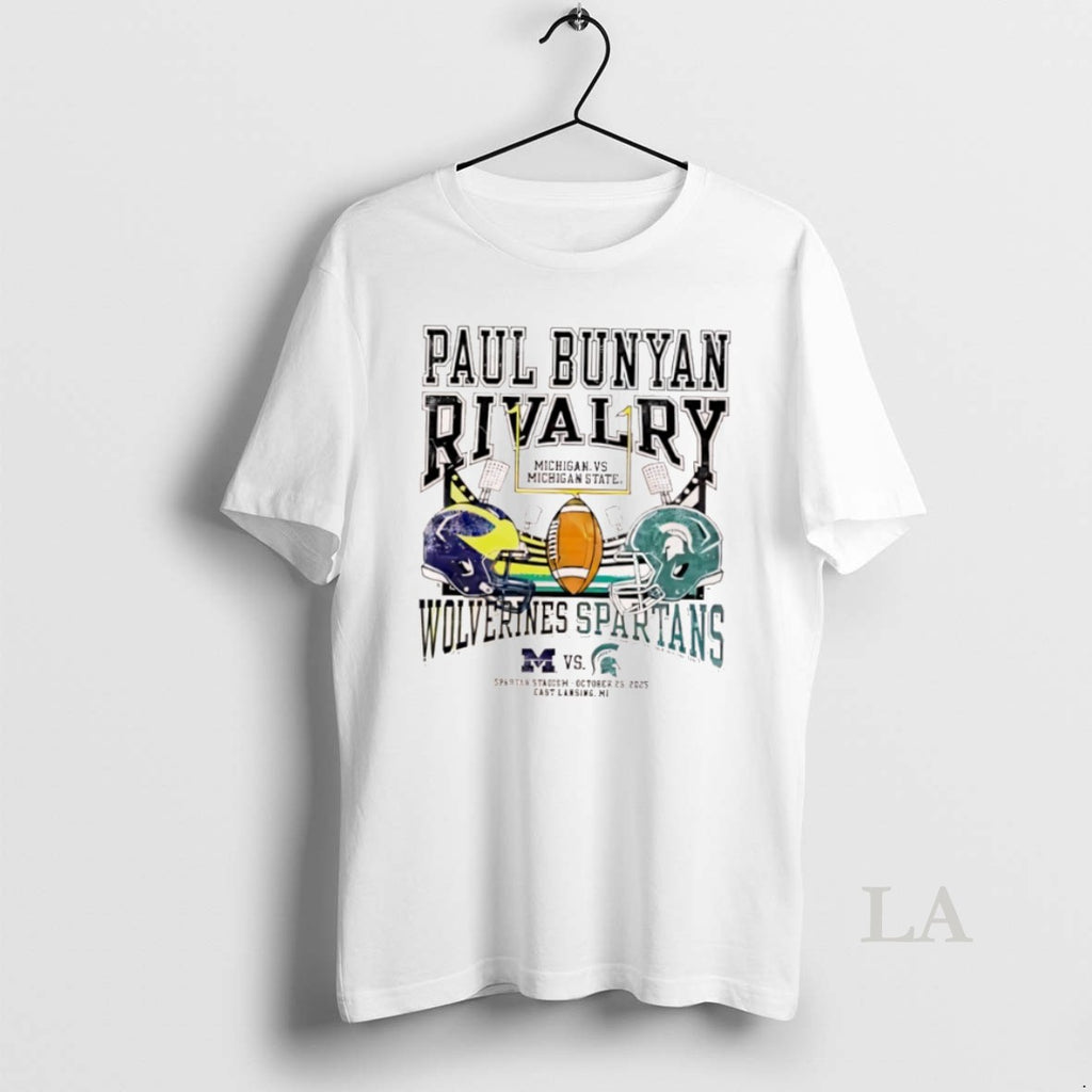 Original Paul Bunyan Trophy Rivalry Michigan Wolverines And Michigan State Spartans Helmet Logo