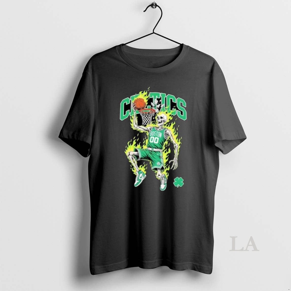 Original Premium Boston Celtics Mens Basketball Skeleton Player Flames