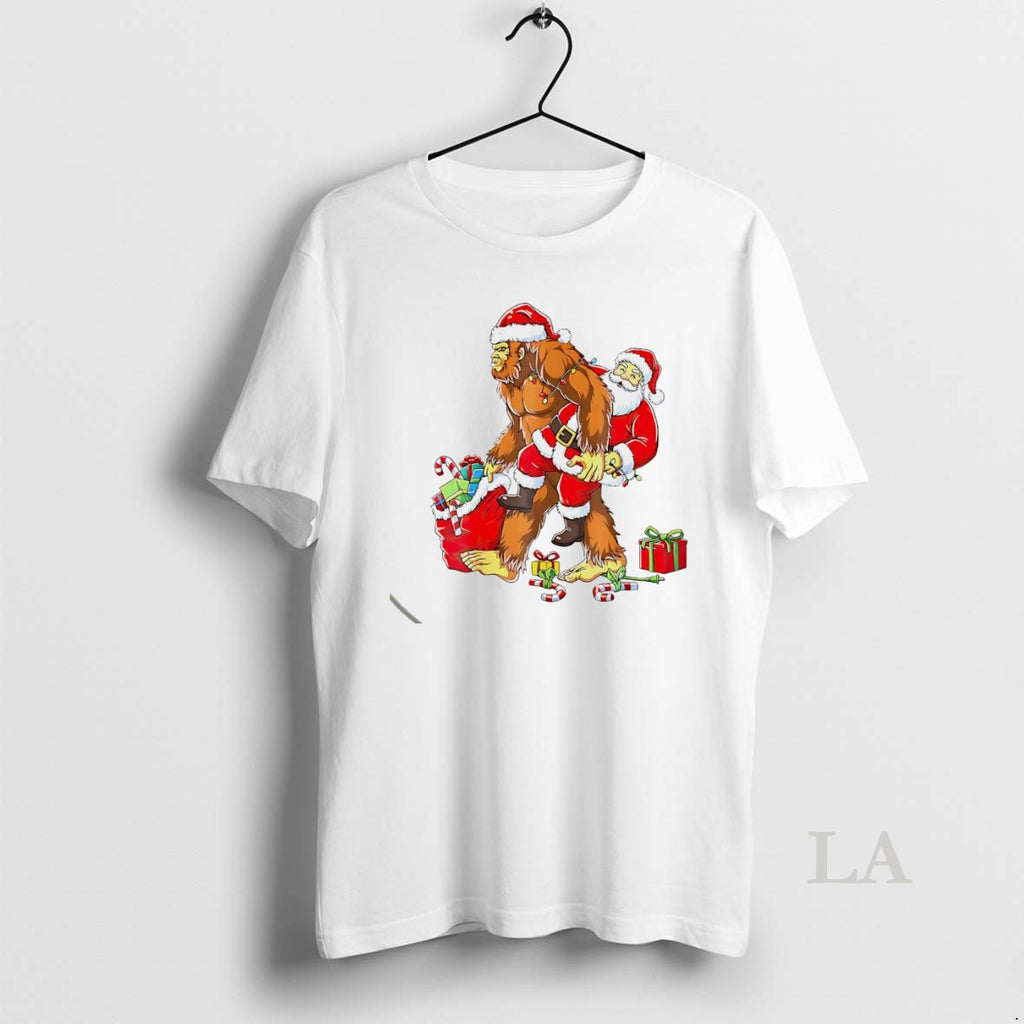 Original Santa And Bigfoot Christmas Delivery Team White