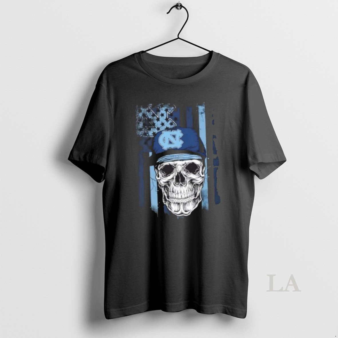 Original Skull Wearing A Cap North Carolina Tar Heels Us Flag