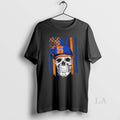 Original Skull Wearing A Cap Syracuse Orange Us Flag