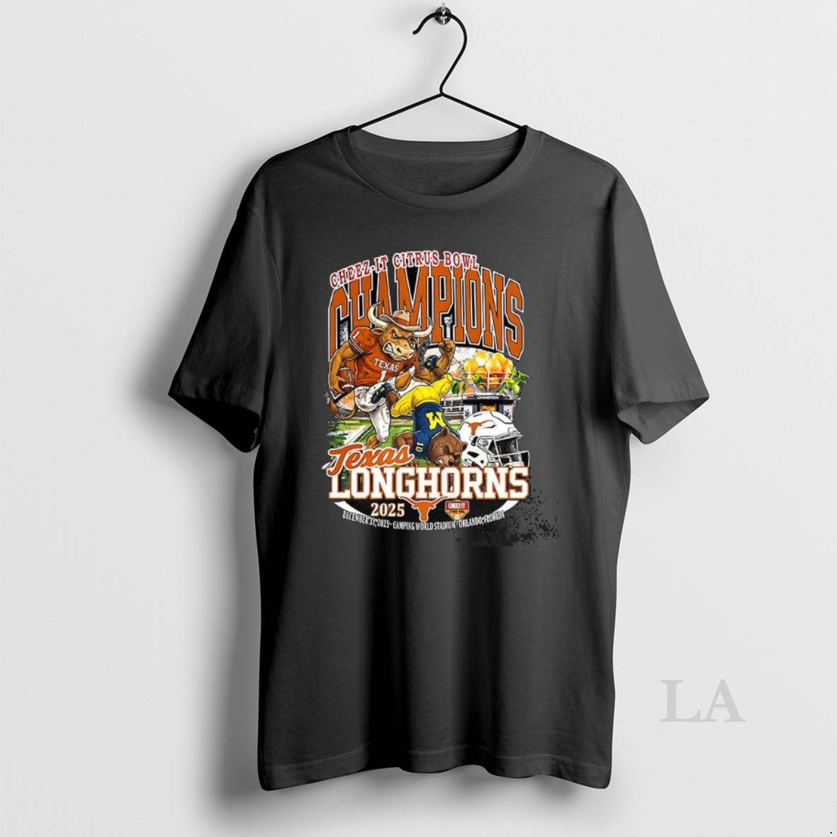 Original Texas Longhorn Beat Michigan Wolverines Ncaa Cheez It Citrus Bowl Champions Celebrate Mascot