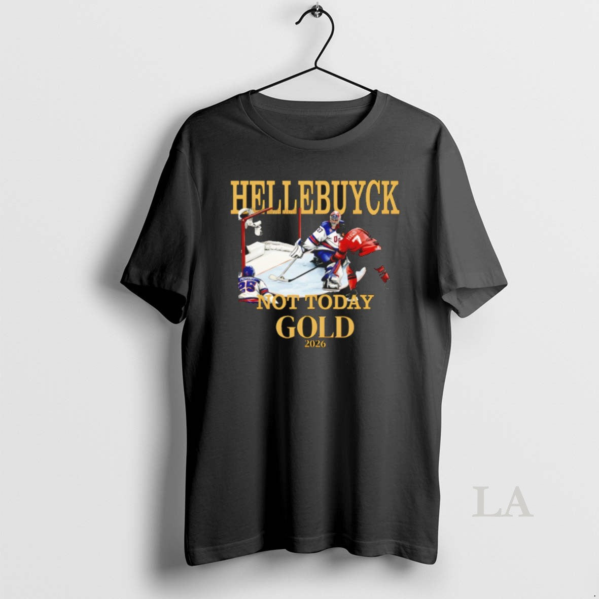 Original Usa Hellebuyck 37 Hockey Gold Medal 2026 Not Today Gold Olympic