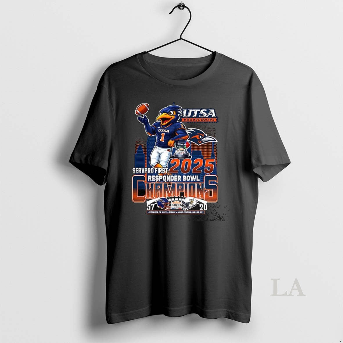 Original Utsa Roadrunners Servpro First Responder Bowl 2025 Trophy Mascot Skyline Final Score