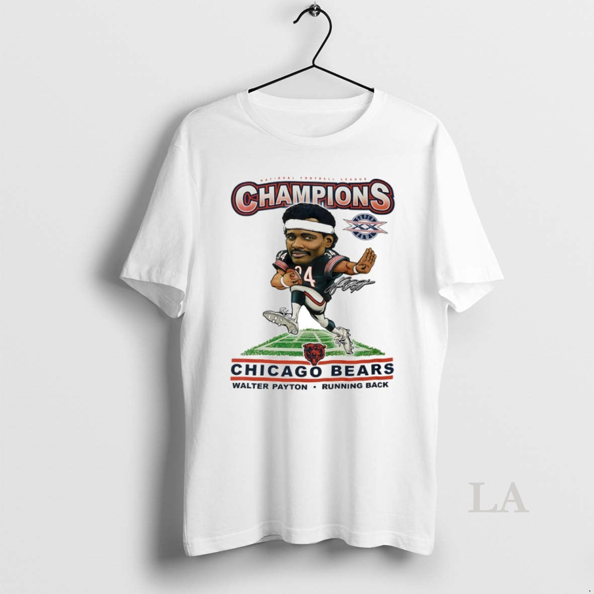 Original Walter Payton Chicago Bears Running Back Super Bowl Xx Champions Caricature Circle