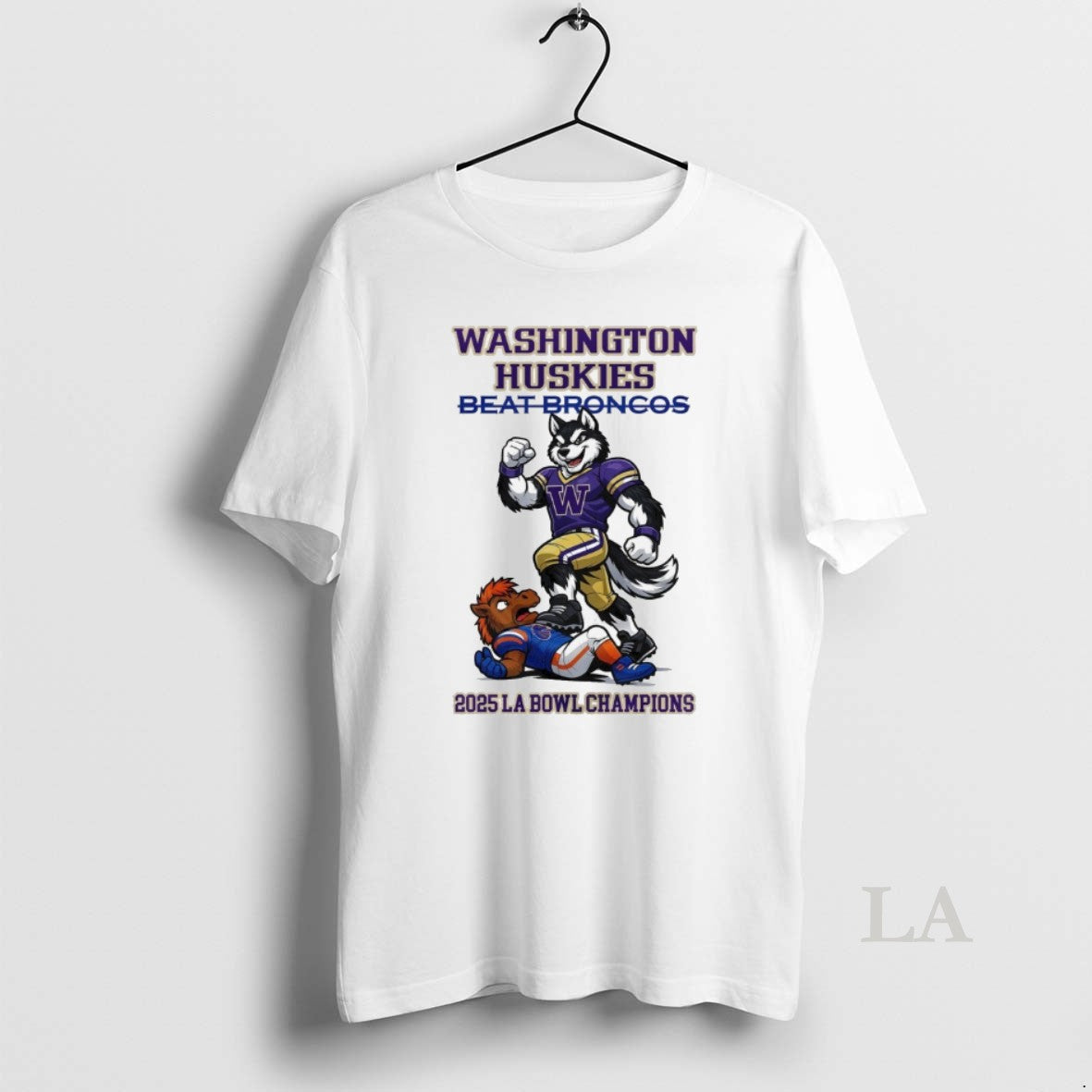 Original Washington Huskies Beat Broncos Ncaa 2025 La Bowl Champions Mascot