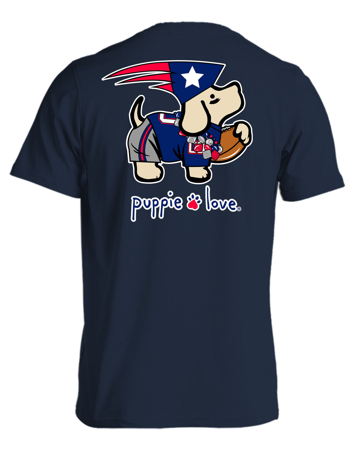 NAVY, RED, AND SILVER MASCOT PUP
