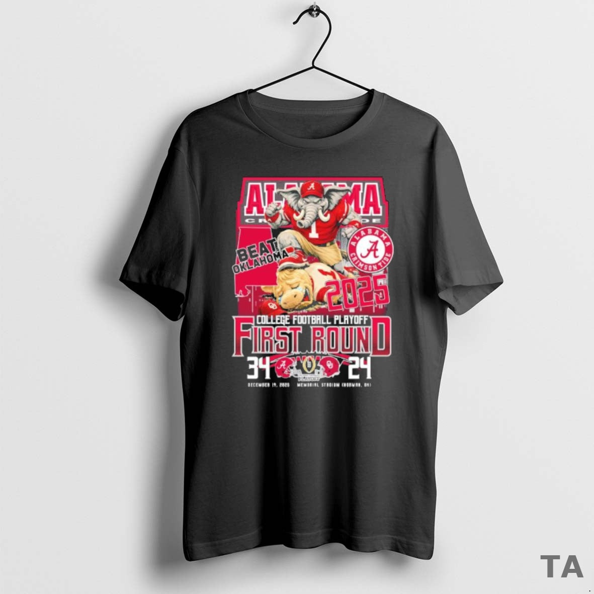 Top Alabama Beat Oklahoma Mascot Cfp First Round 34 24 Score T Shirt Sweater