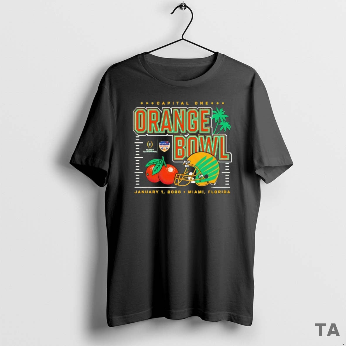 Top Capital One Orange Bowl 2026 Cfp Oregon Ducks Helmet T Shirt Sweater