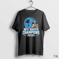 Top Carolina Panthers Nfc South 2025 Champions Helmet T Shirt Sweater