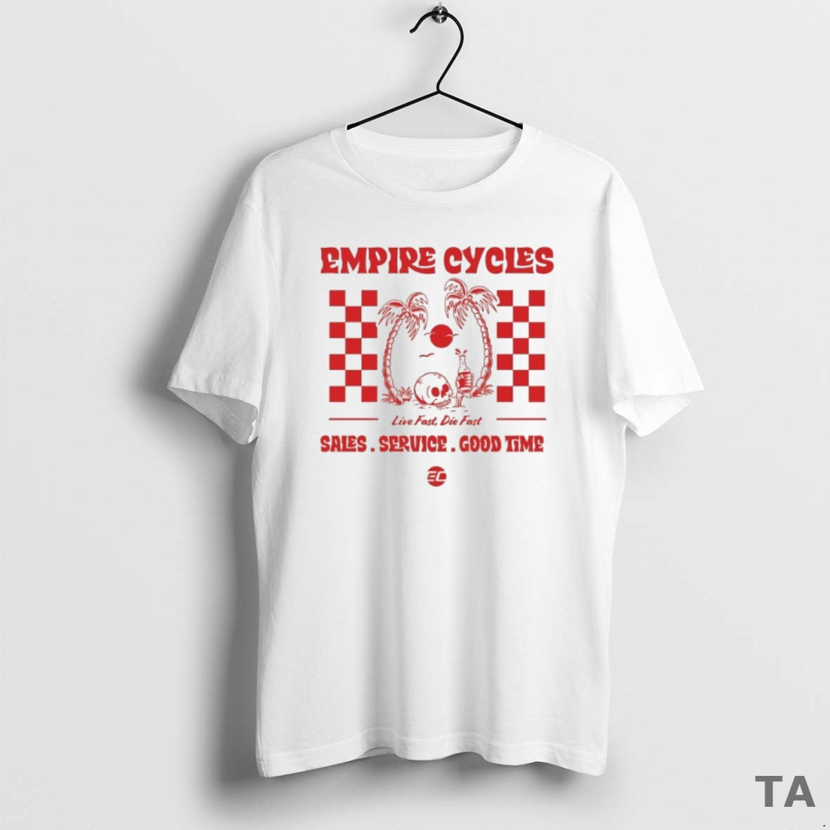 Top Empire Cycles Live Fast Die Fast Skull T Shirt Sweater