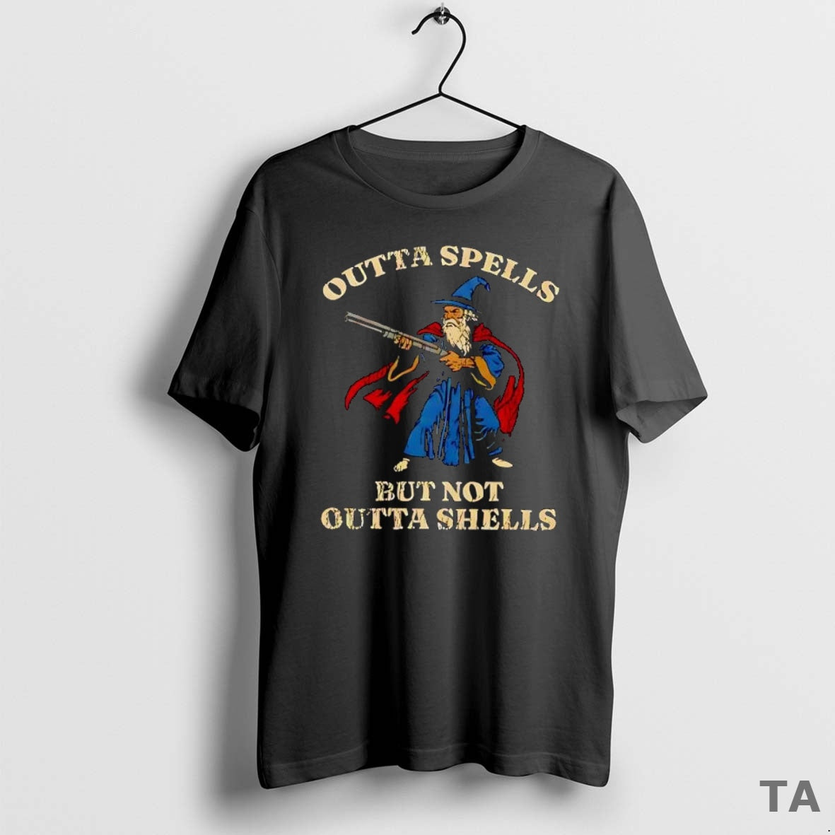 Top Funny Outta Spells But Not Outta Shells Wizard Fantasy Retro T Shirt Sweater