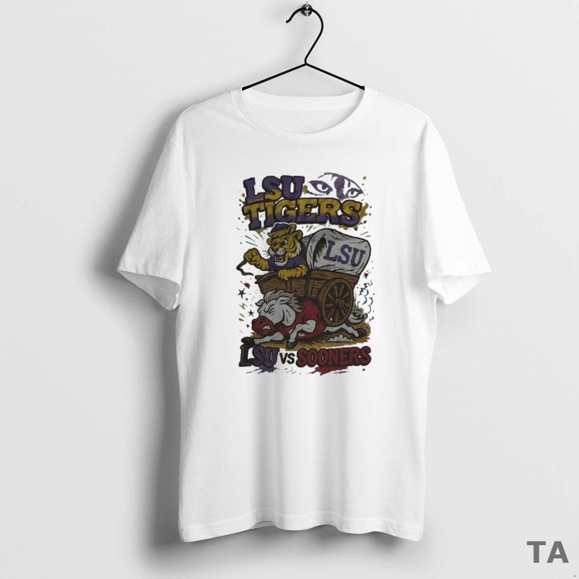 Top Lsu Tigers Crushed Oklahoma Sooners Ncaa Football Artwork Mascot Fight Retro T Shirt Sweater