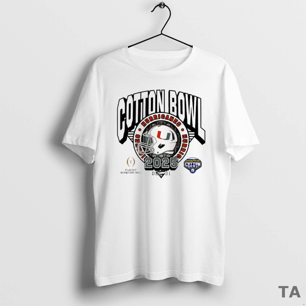 Top Miami Hurricanes Football 2025 Cfp Cotton Bowl Helmet Circle T Shirt Sweater