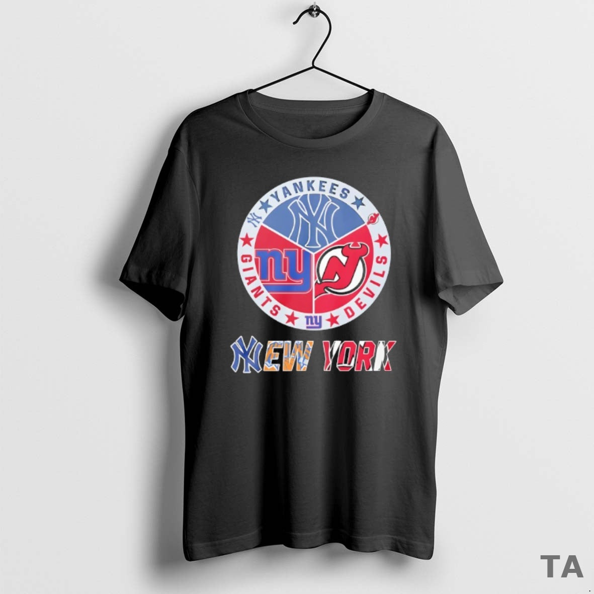 Top New York Yankees New York Giants And New Jersey Devils Mashup Logo