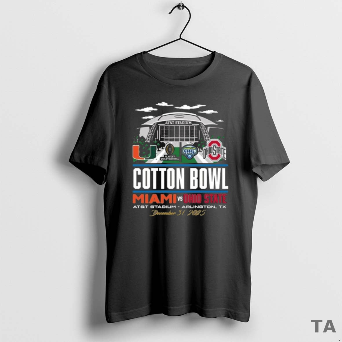 Top Ohio State Buckeyes Vs Miami Hurricanes 2025 Cotton Bowl Vs T Shirt Sweater
