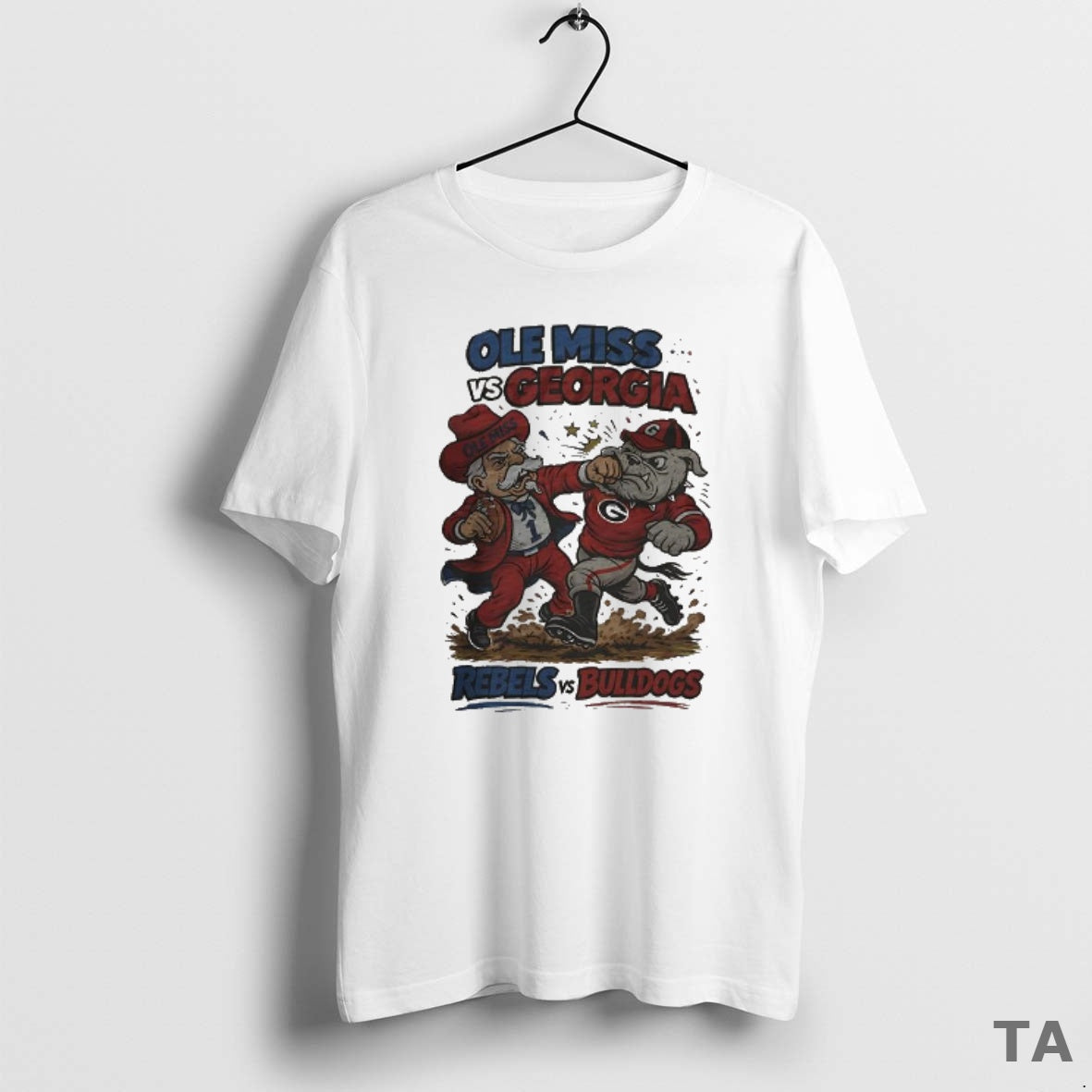 Top Ole Miss Rebels Vs Georgia Bulldogs Ncaa Football Artwork Mascots Fight Retro