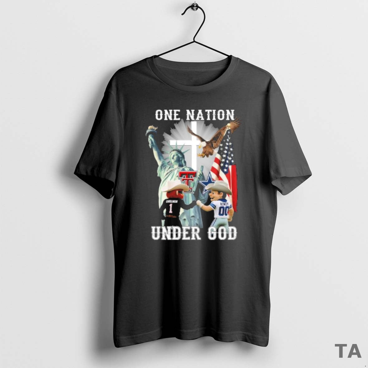 Top One Nation Under God Texas Tech Gunslingin And Cowboys Rowdy T Shirt Sweater