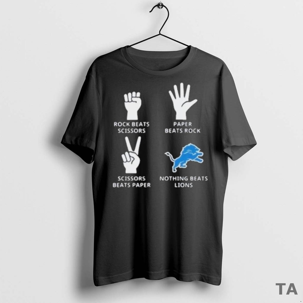 Top Paper Beats Rock Nothing Beats Detroit Lions Logo T Shirt Sweater