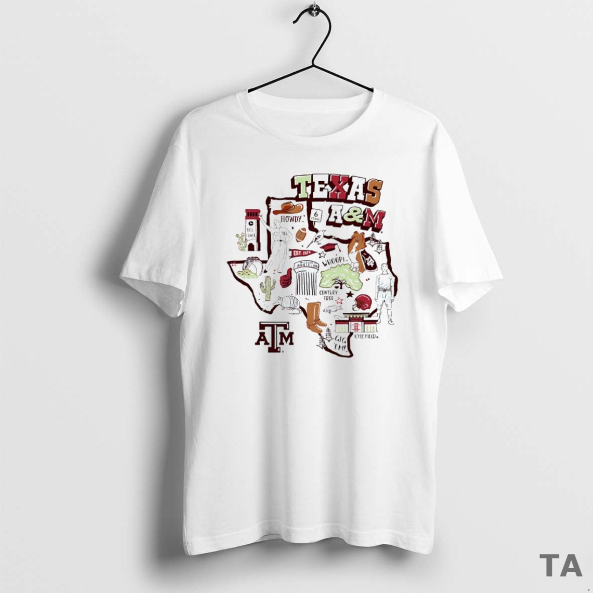 Top Texas A And M Aggies Football State Map Circle T Shirt Sweater