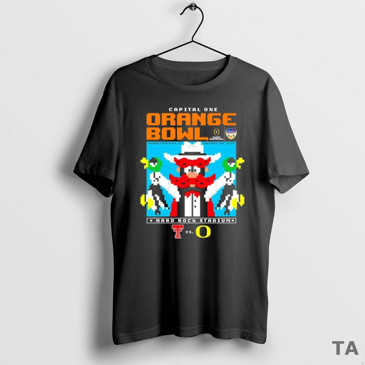 Top Texas Tech Red Raiders Capital One Orange Bowl 2026 Mascot Pixel T Shirt Sweater