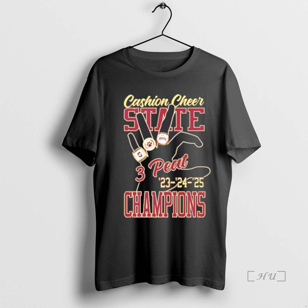 Trending Cashion Cheer State 3 Peat 23 24 25 Champions T Shirt Sweater