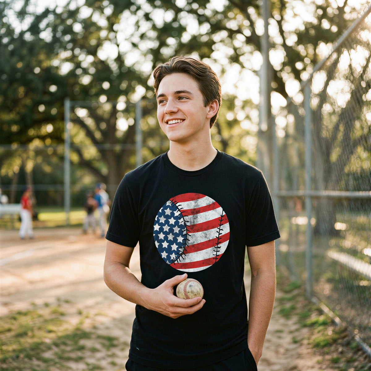 American Flag Baseball Men's T Shirt