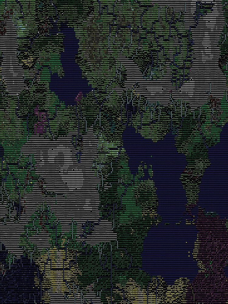 Dwarf Fortress ASCII World Map by aaronareed