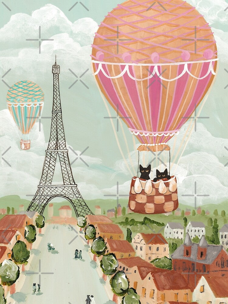 Hot Air Balloon Ride Cats by KilkennyCat Art