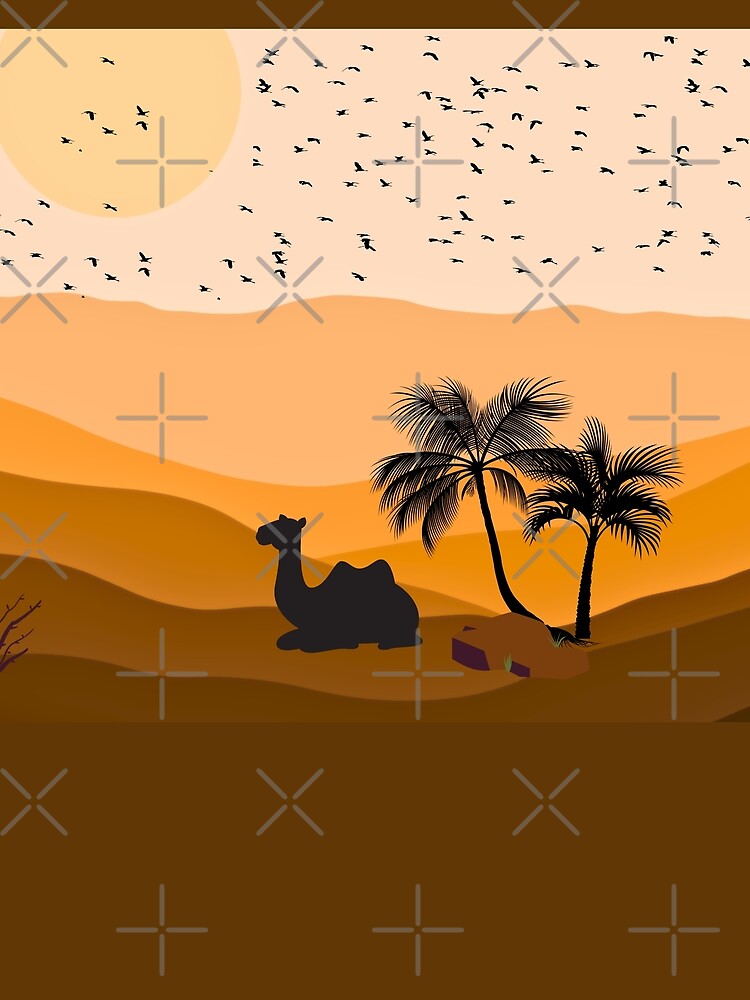 Desert Sunset Camel palm Boho style by Art IN Pack