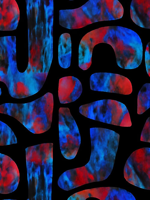 Abstract Red and Blue Fluid Shapes Pattern by FestivityFinds