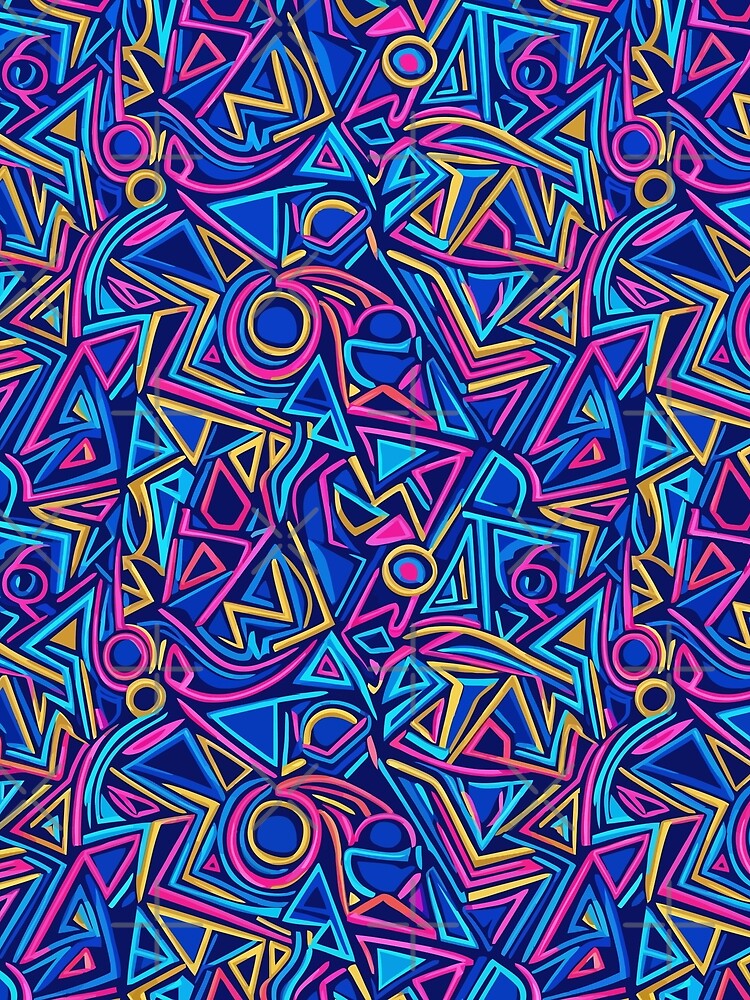 Neon Geometric Pattern with Bright Shapes by RidaSalArt