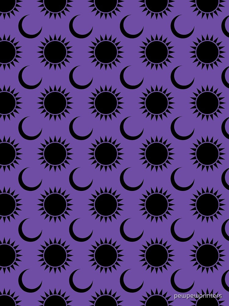 Celestial Sun and Moon on Purple by pewpewprinters