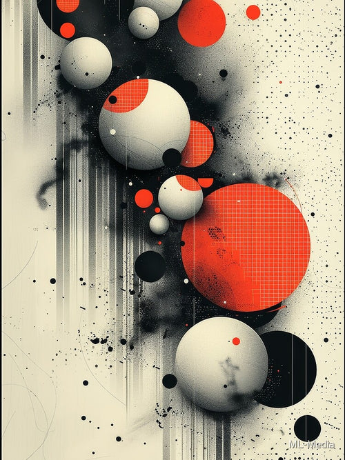 Abstract Red And White Circles In Space by ML-Media