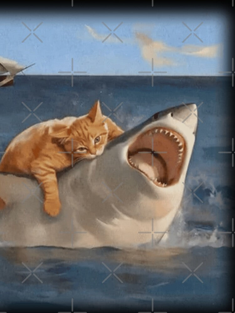Orange Kitty Attacking Great White Shark Nom Nom by WigOutlet