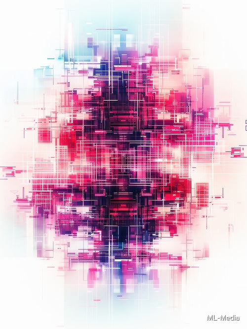 Abstract Geometric Neon Design in Pink and Blue by ML-Media
