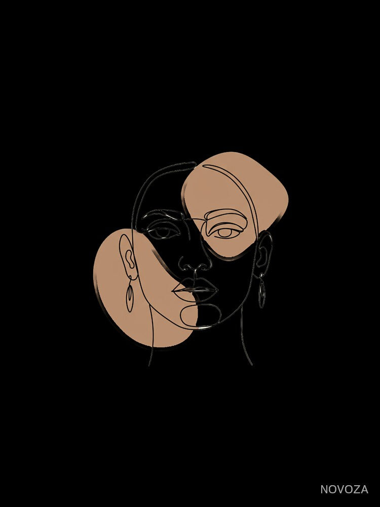 Boho Minimalist Line Art Face – Abstract One Line Drawing Wall Art by NOVOZA