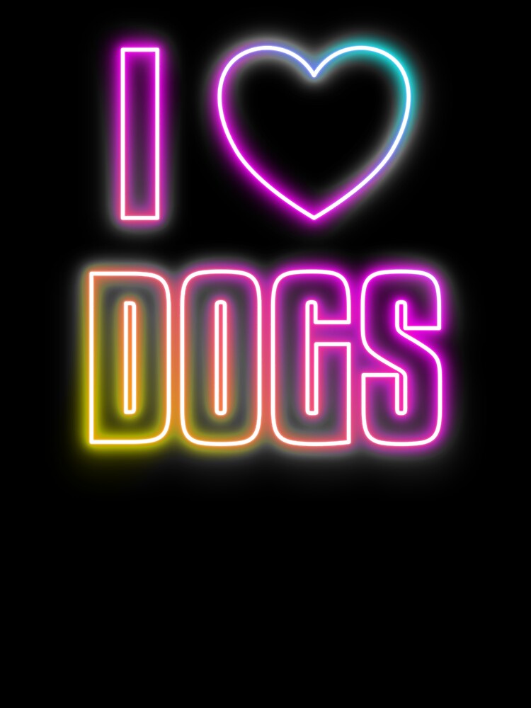 Neon Retrowave Outrun Text and Heart Icon - I Love Dogs by dylanxh