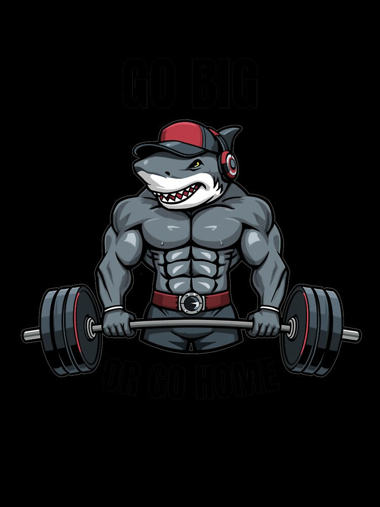 Go big or go home - Buff Shark Workout Motivation – Funny Gym Cat Workout Design by Iron Mind Club