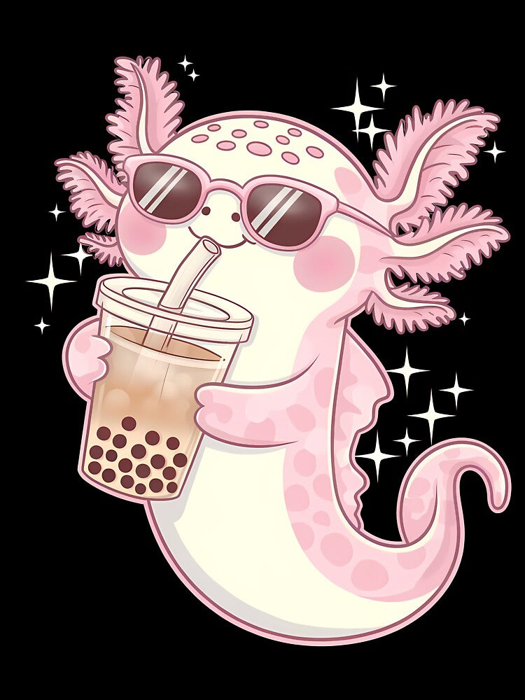 Axolotl Bubble Tea by Funny Vintage Stickers And T-Shirts